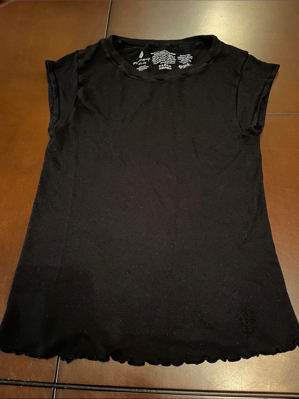 FP Movement by Free People Black Ribbed Cap Sleeve Tee